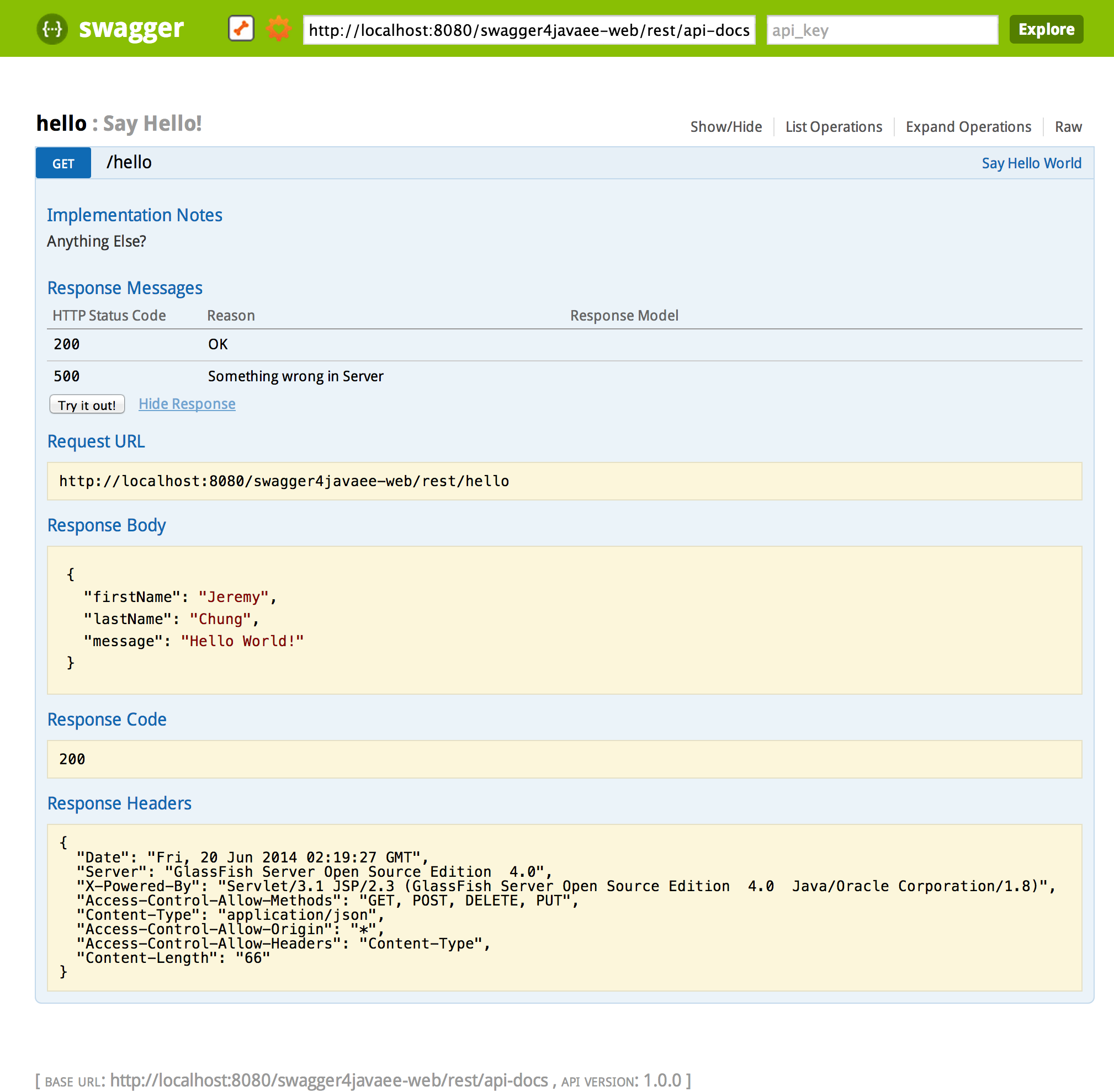 Integrating Swagger Into JAX RS With Java EE 6 Specification